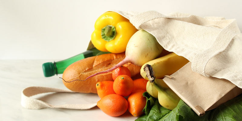 eco shops for anyone. A bag with vegetable.
