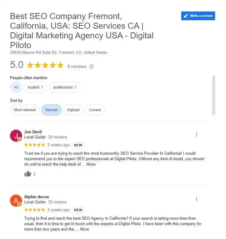 Local Pack Customer Reviews